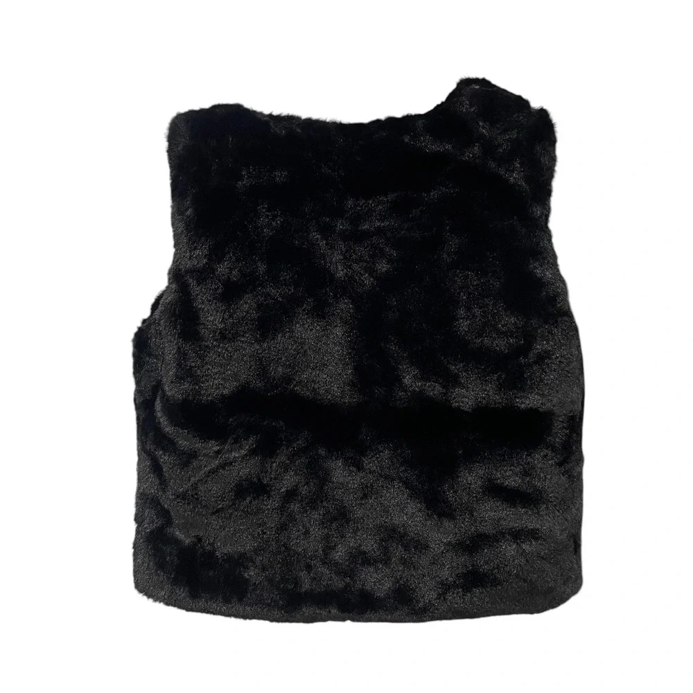 Epic Threads Black Faux Fur Vest Toddler Girl‎ 4T Soft Cozy Winter Layering NWT